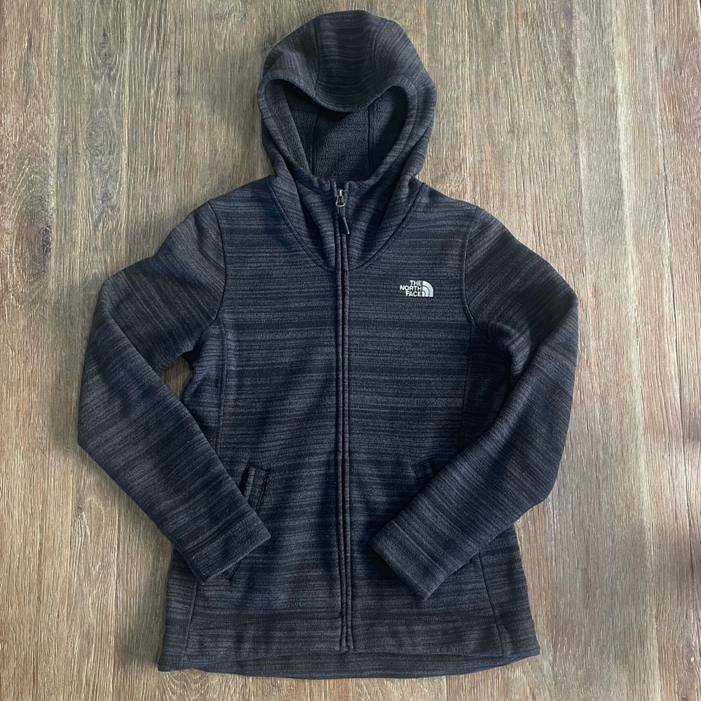 North Face Fleece Zip Up Hoodie Jacket Gray Medium